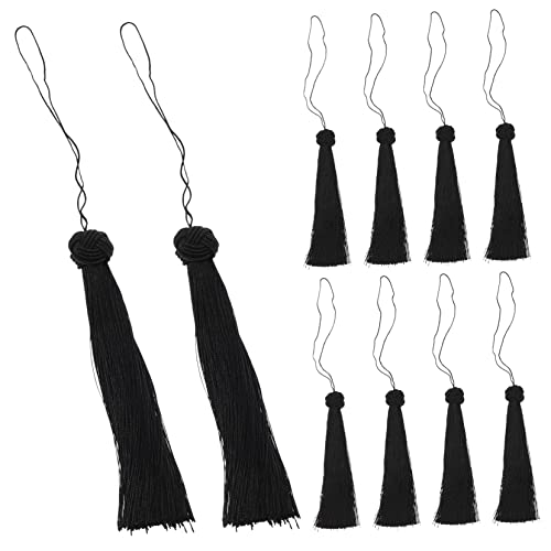 Warmhm 10St Quaste Ohr Bastelbedarf Lesezeichen kreativer Kieselstein Quasten basteln Boho wandverkleidung Wand polsterung dekorative Quasten Quastenanhänger selber Machen Polyester Black von Warmhm