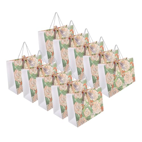 Warmhm 10st Rosen-geschenktüte Organzabeutel Goodie-bags Taschen Fallen Durchsichtige Taschen Mit Griffen Tragetaschen Masse Minitaschen Mit Griffen Klare Tragetasche Partytasche Papier von Warmhm