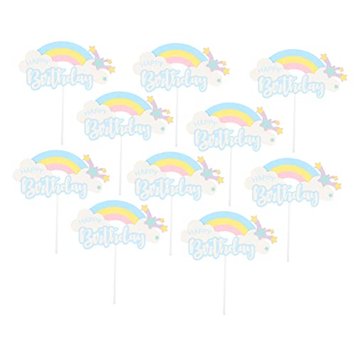 Warmhm 10st Wolke Regenbogenkarte Dekorative Geburtstagstortenaufsätze Party-dessert-kuchenaufsatz Kuchenzubehör Für Geburtstagsfeiern Geburtstagskuchen Topper Ornamente Blue Papier von Warmhm