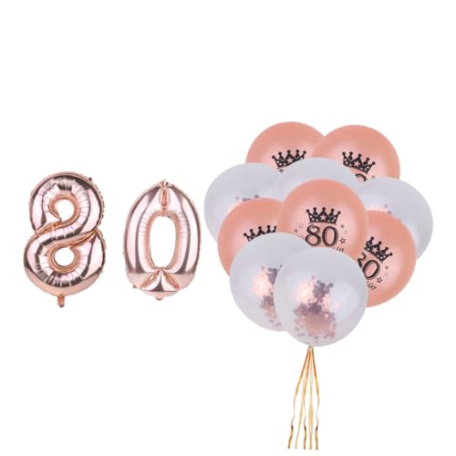 Warmhm 12 Stück 1 Set Konfetti Luftballons 80 Jahre Ballon Jumbo Folie Heliumballon Zahlenballons 80 Feier Ballon Zahlenballons Folienballons 80 Jubiläum Deko Riesenballons von Warmhm