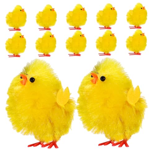 Warmhm 12St Osterdeko-Küken Wok-Griff Abnehmbarer Topfgriff Haushaltsheizung Hase Party Dekoration tischdeko Ostern Chenille-Osterküken Plüschhuhn- Chemiefaser und Kunststoff Yellow von Warmhm