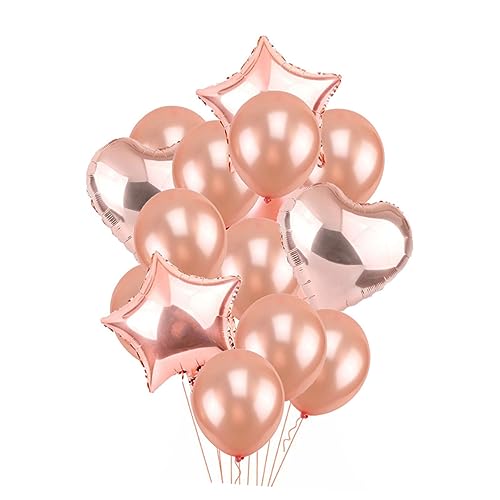 Warmhm 14 Teiliges Set Rosé Luftballons Star Love Und Runde Latexballons Für Kreative Party Dekoration Geburtstag Und Festlichkeiten Aluminiumfolie Und Latex Ideal Für von Warmhm