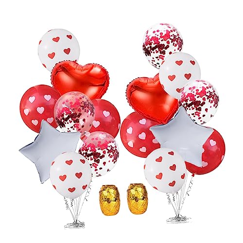 Warmhm 18-teiliges Set Partydekoration Zum Thema Valentinstag Liebe Ballonkombinationen Luftballons in Herzform Valentinsballons Pailletten Konfetti Luftballons Romantische Luftballons von Warmhm