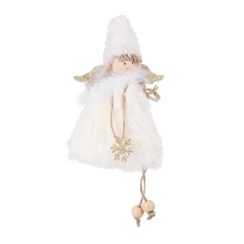 Warmhm 1Stk Puppenanhänger Puppenständer Engel Mädchen Puppe Mini-Puppen Miniatur Plüsch Dekoration Weihnachten weihachtsdeko Engelsmädchen hängender Anhänger Anhängerdekor Linter Weiß von Warmhm