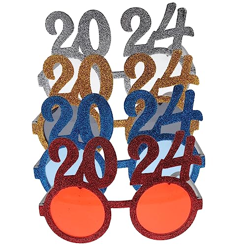 Warmhm 2 Sätze 2024 Brille Silvester Party Zubehör Silvesterbrillen Eye Glasses Partybrille Mit Schneeflocken Partyzubehör 2024 Modelbrillen Plastikbrille 2024 Pc-rahmen 4 Stück * 2 von Warmhm