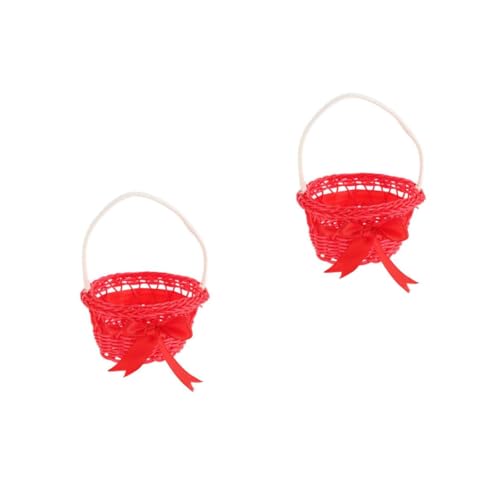 Warmhm 2 Sätze Einfacher Blumenkorb Schale Aus Rattan Mini Weidenkorb Kleiner Runder Korb Korbschale Geflochtener Blumenkorb Bunte Körbe Geflochtener Obstkorb Plastik Rot 5 Stück * 2 von Warmhm