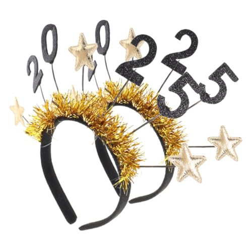 Warmhm 2 Stk Neues Jahr Stirnband Partyhüte Für Erwachsene Neujahr Stirnband Neujahrshüte Frohes Neues Jahr Schmuck Partyhut Stirnband Neujahrsparty-stirnband Bommeln Stoff Golden von Warmhm