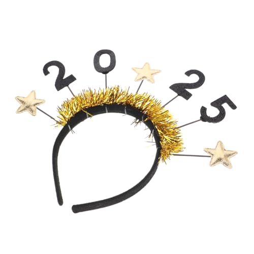 Warmhm 2025 Neues Jahr Stirnband Silvesterhüte Nein Stirnband Neujahrszubehör Neujahr Haarbänder Silvester Zubehör Silvester Partygeschenke Neujahrsaccessoires Stoff Golden von Warmhm