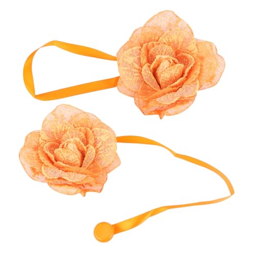 Warmhm 2St Blumenvorhang-Magnetbänder binden Netz Perlen Draht Raffhalter Dekoration Schlafzimmer Bedroom Decoration Funky Vorhanghalter aus Leinen Gardinenhalter aus Baumwolle Orange von Warmhm