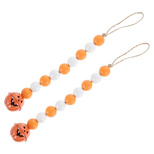 Warmhm 2St Kürbisglocken Heimdekoration Halloween-Ornamente Halloween Pumpkin halloweenkürbis halloweendeko Wand polsterung fensterdeko hängende Türperle Perlengirlande Legierung Orange von Warmhm