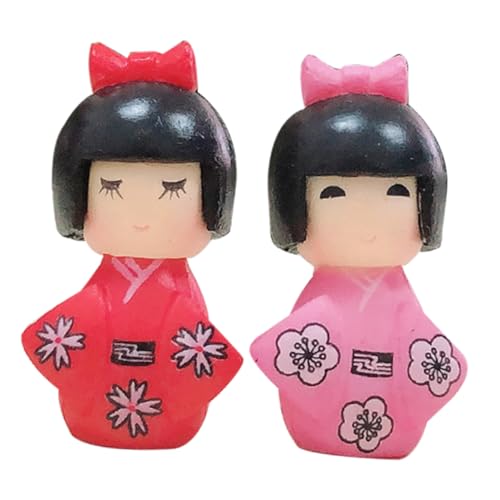 Warmhm 2St Mini Kimono Puppe japanische Spielzeugschaufel-Requisiten erwachsenes Schweinchen Kleidung Puppen japanische Dekoration für zu Hause Miniatur-Dekorationen PVC von Warmhm