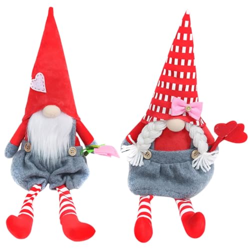 Warmhm 2St Puppe zum Valentinstag Two Piece Set büro Dekoration für Valentinstag Zwerggartenstatuen Herbstdeko Cartoon-GNOME-Puppendekor Valentinstag weiche Kleidung von Warmhm