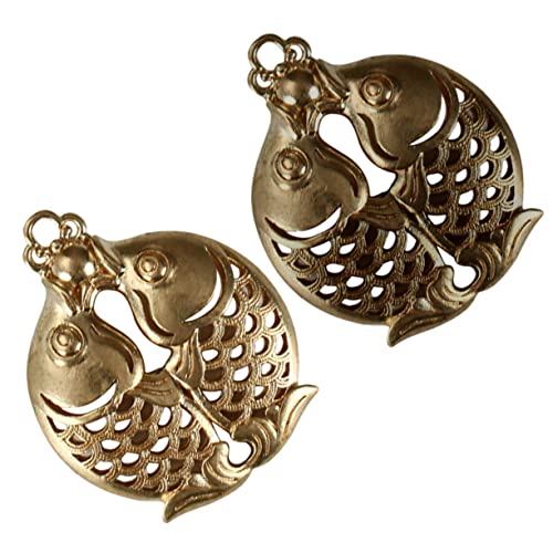 Warmhm 2St Schlüsselanhänger shöne bescherung ordnerregal wischtelgeschenk Fish Charm Muscheldekor kleine Tierfiguren Duschzubehör Perlen Fisch Dekorationen Messing Fisch Golden von Warmhm