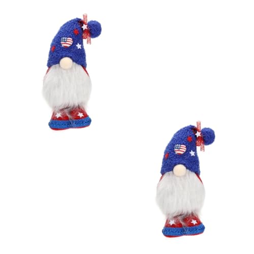 Warmhm 2St Zwergpuppe Schreibtischablage vierter Juli Dekorationen das Geschenk Ornament Desktop-Dekor Patriotischer Gnom Haushalt schmücken Bücherregal Baby Kind Flanell von Warmhm