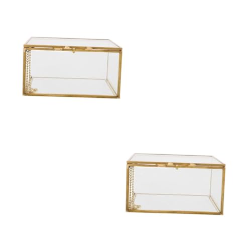 Warmhm 2St schmuckschatulle aus glas schmuckkästchen kleine box Schmuck-Organizer schmuckkastchen Schmuckträger Box Schmuck Vitrine Behälter für Schmuck und Schmuck Deckel Kupfer Golden von Warmhm