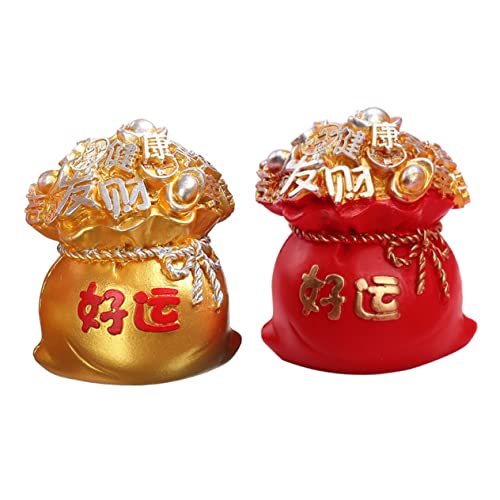 Warmhm 2st Geldbeutel Verzierung Mini- Geldbeutel Mini-geschenktüten Chinesische Goldene Geldtasche Reichtum Glück Ornament Kuchendekoration Rote Geschenktüten Harz von Warmhm