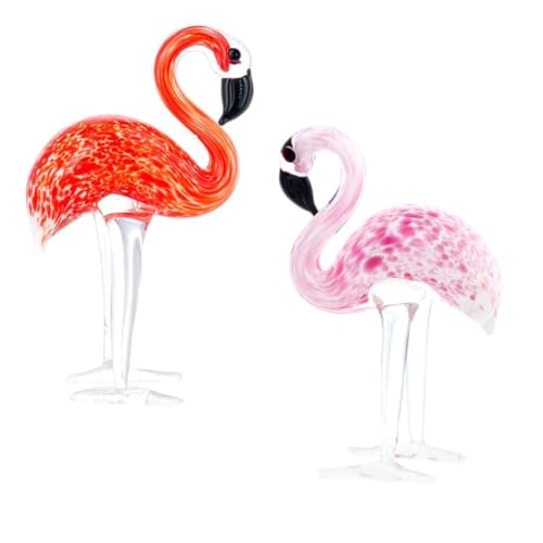 Warmhm 2st Kristall Tiere Sommerdeko Für Zu Hause Figuren Flamingo-Handwerk Flamingos Kuchendekorationen Künstlich Fälschung Heimdekoration Rosa Zwerge Flamingo-Ornament Glas von Warmhm