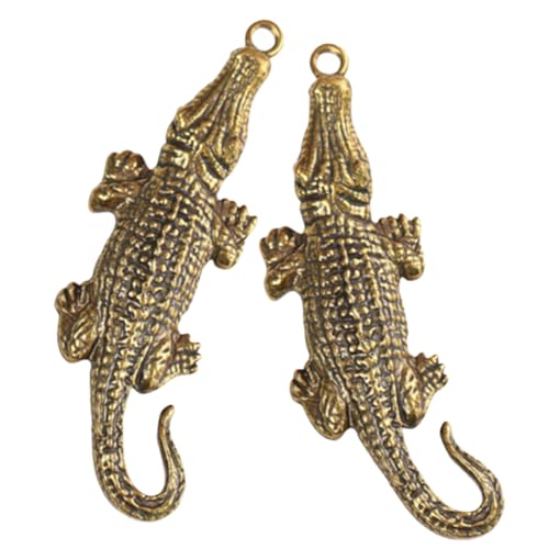 Warmhm 2st Schlüsselanhänger Dekorieren Perlen Krokodil-Ohrringe Teichverzierungen Schmuckherstellung Mit Tieranhängern Coole Skelettfigur Alligator-Charme Golden Messing von Warmhm