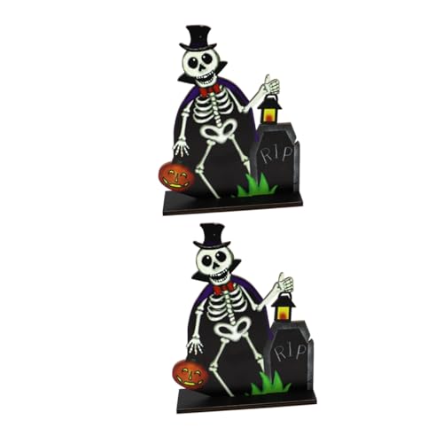 Warmhm 2st Skelett-Geist-Ornament Dekoration Party Großer Halloween-schädel Kürbisse Aufkleber Scherzen Großer Schädel Zwerge Im Freien Figur Atmosphäre Bauende Verzierung Hölzern Black von Warmhm