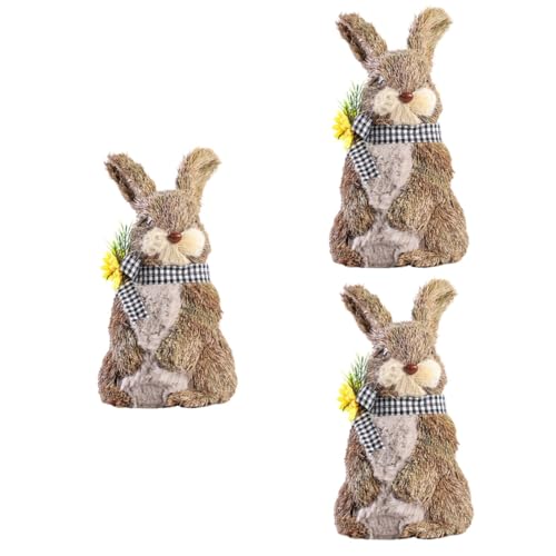 Warmhm 3 STK Kaninchen-verzierung Partygeschenke Für Kinder Osterdeko Für Zu Hause Mini-Figur Dekoration Miniatur-häschenfiguren Strohhasenfiguren Mini-Hasen Haushalt Gras Partybedarf von Warmhm