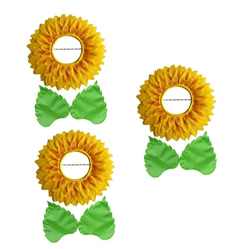 Warmhm 3 Sätze Kopfschmuck Aus Sonnenblumen Cosplay-Sonnenblume Blumenkopfbedeckungen Für Kinder Hut Mit Sonnenblumenkopfbedeckung Kostüm Sonnenblumenkopfbedeckung Für Kinder Seidentuch von Warmhm