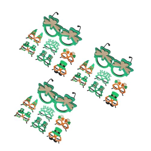 Warmhm 3 Sätze Party Dekoration Gläser Irische Kostümpartybrille Koboldhut-partybrille St Patricks Day Dekorationen Irische Festivalbrille Kleeblatt-brille Koboldhutbrille Abs 7 Stück * 3 von Warmhm