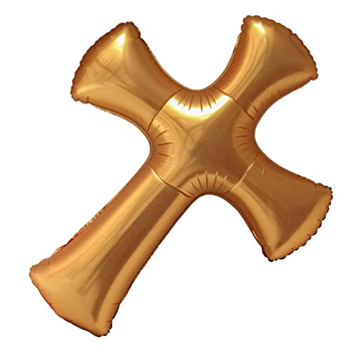 Warmhm 39 Zoll Gold Kreuz Ballon – Aufblasbarer Folienballon Für Taufe - Erstkommunion Und Religiöse Feiern - Perfekte Dekoration Für Gedenkfeiern Und Christliche Anlässe von Warmhm