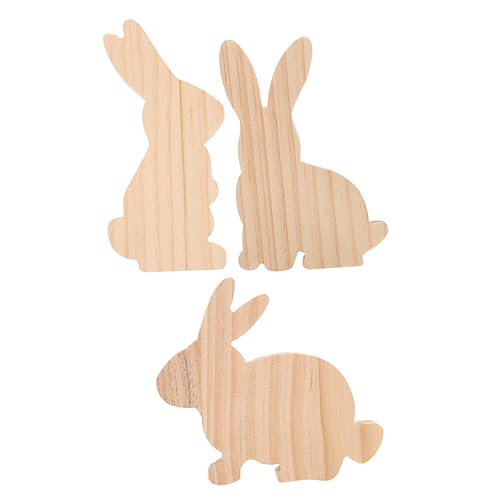 Warmhm 3St Kaninchen-Verzierung Tasse Tortenständer Ostertasche Osterhase Partydekoration Ostern für Babys Holzhasen Holzdekoration für Ostern Hasenfiguren Hasenfigur aus Holz Osterdeko von Warmhm