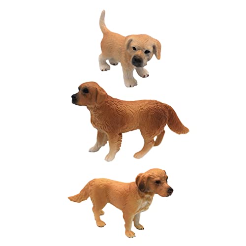 Warmhm 3st Simulation Golden Retriever Dekoratives Haustiermodell Hunde Desktop-schmuck Tischschmuck Desktop-Dekoration Desktop-Ornament Simulationshundepuppe PVC Orange von Warmhm