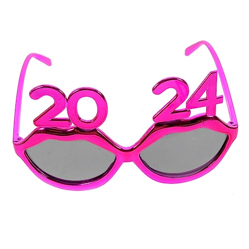 Warmhm 4 Stück 2024 Brille Jahr Pint Sonnenbrille Mann Polarisierte Sonnenbrillen Für Damen Leichte Brille Gefälschte Brille Festival Partykleidung Zahlenbrille Retro Zubehör Tür Stk Rosy von Warmhm