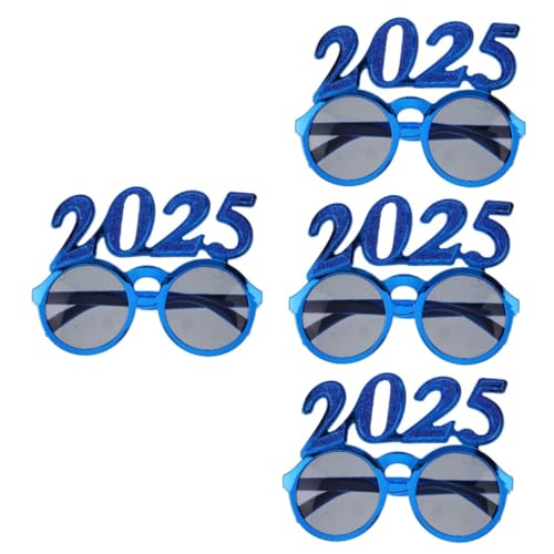 Warmhm 4 Stück 2025 2025 Brille Brillen Für Das Neue Jahr 2025 Lustige Brille Frohe Silvesterbrille 2025 Nummernbrille Silvesterbrille 2025 Glitzernde Partybrillen 2025 Neujahrsbrille Stk von Warmhm