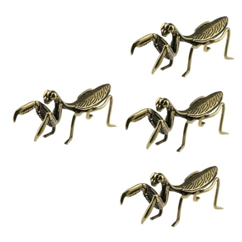 Warmhm 4 Stück Antike Mantis Ornamente Realistische Mantis Meditierungsstatue Feng Shui Tierfigur Betende Mantis Eier Miniatur Cricket Figur Goldene Mantis Figur Statuen Messing von Warmhm