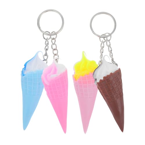 Warmhm 4 Stück Schlüsselanhänger Taschenanhänger Für Handtaschen Schlüsselring-geldbörsen-anhänger Hängendes Ornament in Form Einer Eistüte Geldbörsenanhänger Pvc von Warmhm