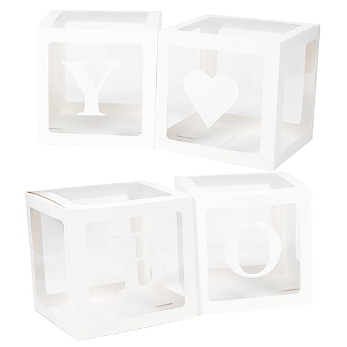 Warmhm 4 Stücke Boxen Ballon-box Babybausteine Babyblöcke Ballonboxen Für Babys Babydusche Blockiert Dekoration Ballonboxen Für Die Babyparty Jumbo-ballons Riesige Luftballons Papier Weiß von Warmhm