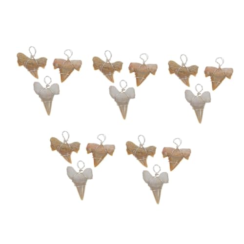 Warmhm 5 Sätze Anhänger Hai- Kette Handgefertigte Kordel Goldene Nieten Plüsch Ohrringe Handgemachter Schmuck Kunststoff Charms-ornamente Zähne Schmuck Beige 3 Stück * 5 von Warmhm