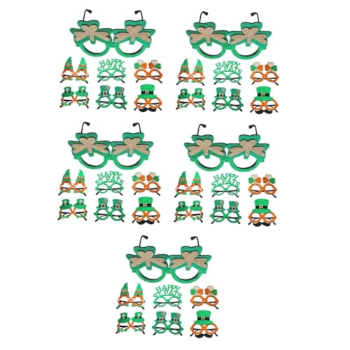 Warmhm 5 Sätze Party Dekoration Gläser Sonnenbrille Zum St. Patricks Day Kobold-kostüm-partybrille St. Patricks Day Dekorationen Koboldhutbrille Kleeblatt-sonnenbrille Abs 7 Stück * 5 von Warmhm