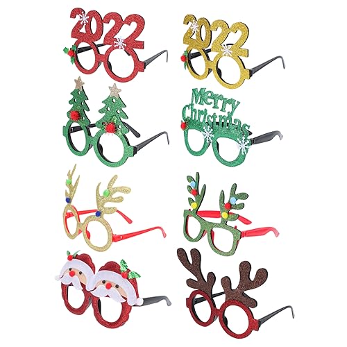 Warmhm 5 Sätze Weihnachtsgläser Halloween-partybrille Brille Led-Brille Dekorationen Shutter-Sonnenbrille Knicklicht-Brille Gläser Für Die Weihnachtsfeier Vlies 8 Stück * 5 von Warmhm