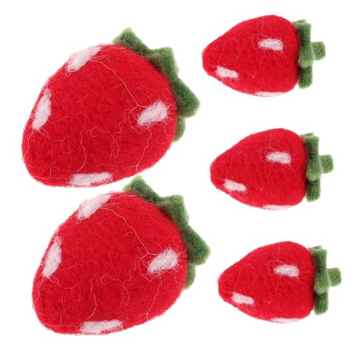 Warmhm 5 Stück Filzfrüchte Zum Selbermachen Erdbeeren Erdbeeren Nadelgefilzt Basteln Cartoon Filz Ornamente Künstliche Früchte Nadelfilzen Obst Ornamente Wollfilz DIY von Warmhm