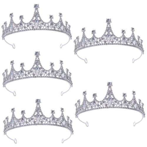 Warmhm 5 Stück Tiara Strass Stirnbänder Kronen Für Frauen Strass Eingelegte Krone Haarschmuck Für Mädchen Prinzessin Kronen Strass Zubehör Für Frauen Kopfbedeckungen Silber Zinklegierung von Warmhm