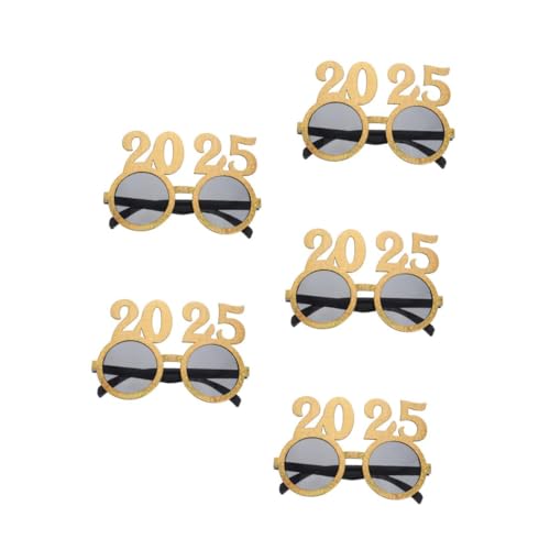 Warmhm 5St Partybrille party brille goldene brille Spaßbrille für Feierlichkeiten Lustige Gläser Trendige Neujahrsbrille Silvesterglas Zahlenglas Partyglas Kunststoff 2025 Glas Plastik von Warmhm