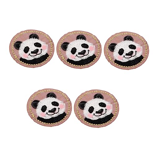 Warmhm 5st Sticksticker Nähen Applikationen Aufbügeln Panda-stoffpatch Abzeichen Annähen Gestickte Panda-applikation Jeans Mit Stickerei Diy-jeans-patch Tier Kind Polyester Stickaufkleber von Warmhm