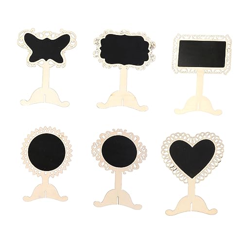 Warmhm 6St Mini-Tafel Kindertafel Staffelei Mini-Kreidetafel mit Ständer Tisch Tafel Zeichen Planke write board schreibtafel Kindertisch Werbetafel Tafeldekor Zypresse Black von Warmhm