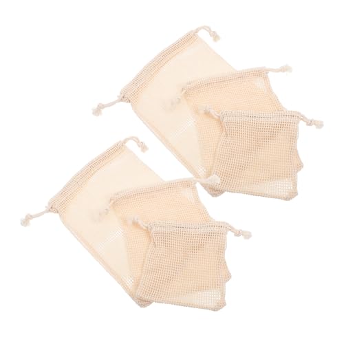 Warmhm 6st Beutel Mit Kordelzug Wiederverwendbare Taschen Baumwolltaschen Brottüten Mesh-gemüse Einkaufstüten Aus Mesh Wiederverwendbare Teebeutel Beutel Brauen Scheffel Baumwolle Beige von Warmhm