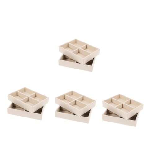 Warmhm 8 Stk für Schmuck kleine schmuckbox Kosmetik-Organizer Schmuckkoffer Schmuck-Organizer Schmuckschatulle Schaukästen für Schmuck Schmuck-Display-Tablett Stoff Beige von Warmhm