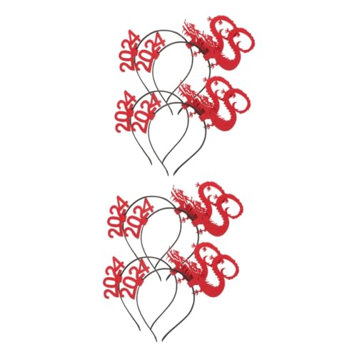 Warmhm 8 Stück 2024 Jahr Des Drachen-stirnbandes Gastgeschenke Zum Chinesischen Neujahrsfest -requisiten Für Das Neue Jahr Kopfbedeckung Für Die Silvesterparty Vlies Rot von Warmhm