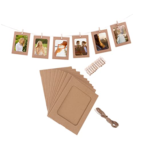 Warmhm Bilderrahmen 20 Stück Vintage-Rahmen Bastelpapier Fotorahmen DIY-Bilderrahmen Fotorahmen Mit Clips Holz-Kraftpapier-Kombinationspapier-Bilderrahmen von Warmhm