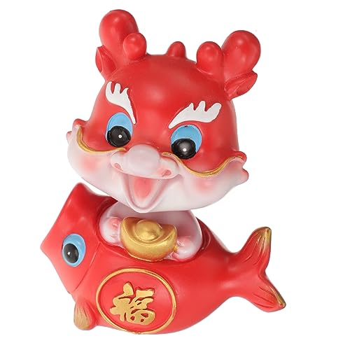 Warmhm Drachen Tierkreiszeichen Autodekorationen Feng Shui Barren Tierisches Dashboard Feng-Shui-Fisch Mini-Drache Chinesischer Drache Tischdeko Drache Wackelkopf Tischdekoration Harz von Warmhm