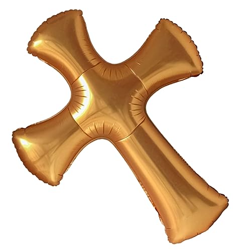 Warmhm Großer 39 Zoll Gold Kreuz Folienballon Für Taufe - Erstkommunion Und Konfirmation – Perfekte Religiöse Dekoration Für Festliche Anlässe Und Gedenkfeiern - Aufblasbar Mit Helium von Warmhm