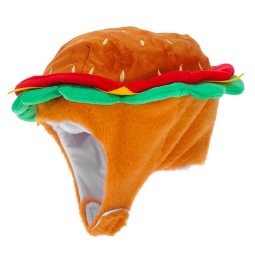 Warmhm Hamburger Kapuze Partyhüte Cosplay Kostüme Fast Food Hut Cosplay Kappe Partyzubehör Dekorationen Lustiger Hut Burger Kopfschmuck Lustiger Cosplay Hut Burger von Warmhm