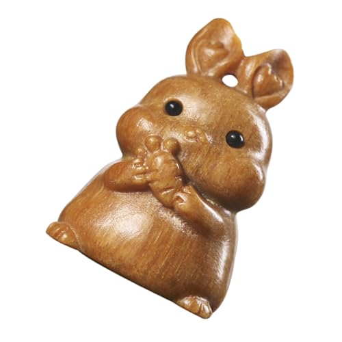 Warmhm Kaninchenhandwerk Hasenfiguren Kaninchen Handwerk Ornament Schreibtischhasenfigur Hase Ostern Tischdekoration Kreative Kaninchenskulpturen Kleine Tierstatue Coffee Holz von Warmhm